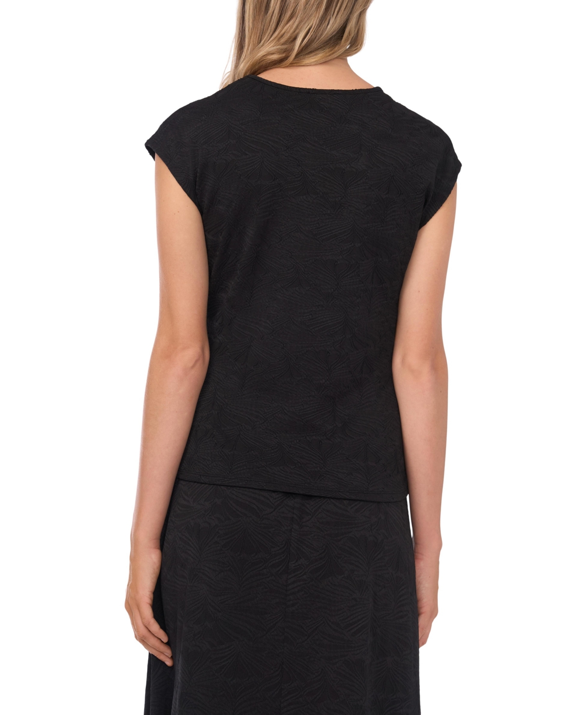 Vince Camuto Floral Jacquard Knit Tank In Black