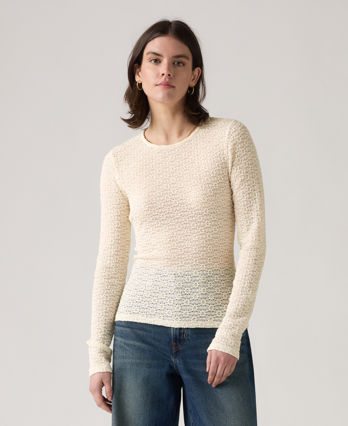 Levi's Women's Anika Crewneck Long Sleeve Top In Neutral