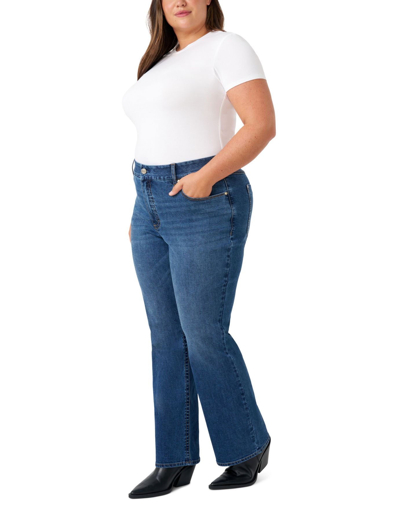 Женские джинсы Seven7 Plus Size Tummy Less Bootcut, цвет: Волчая средняя варка — фото 2