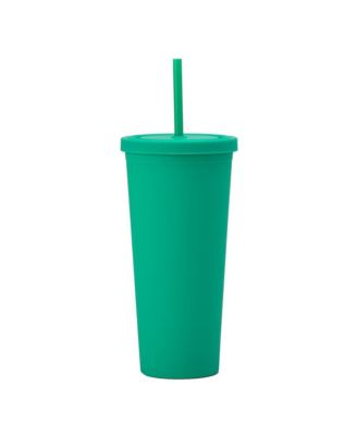 Essential Ginnie Cup with Lid and Straw, 700ML/24OZ Double-Walled, BPA-Free Acrylic Cup, Easy to Clean, Matte Finish, Fits Most Cupholders