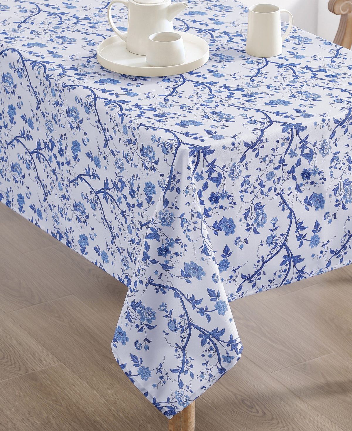 Laura Ashley Easy Care Pattern Tablecloth, 60" X 84" In Blue