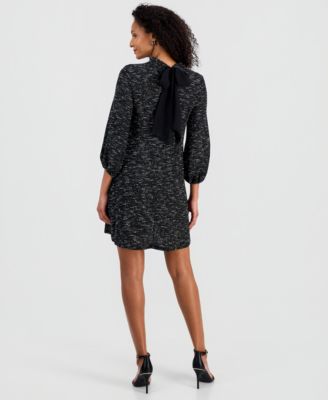 Women's Tie-Back Mock Neck 3/4-Sleeve Dress