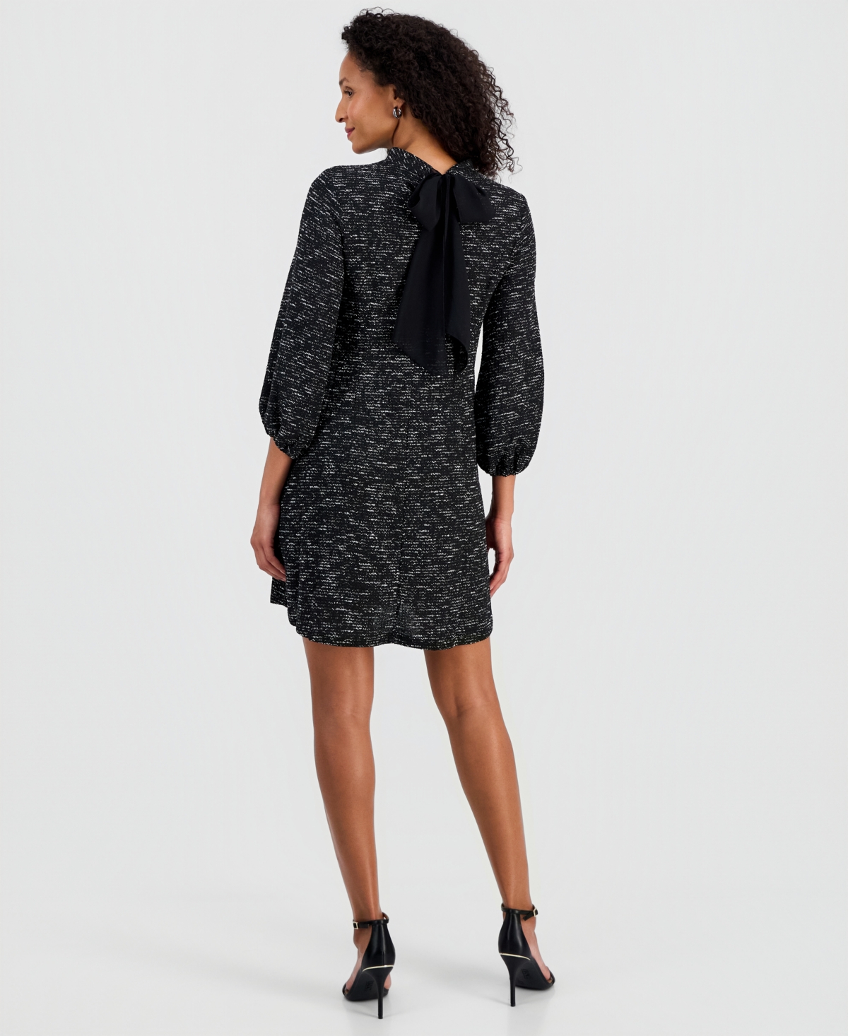 Robbie Bee Women's Tie-Back Mock Neck 3/4-Sleeve Dress