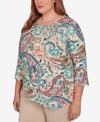 Plus Size Saratoga Springs Classic Paisley Print Pullover Knit Top