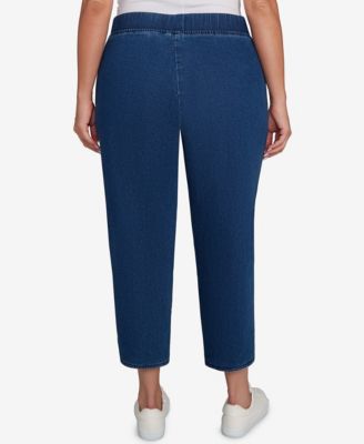 Plus Size Hilton Head Cross Stitch Flower Embroidery Ankle Jeans