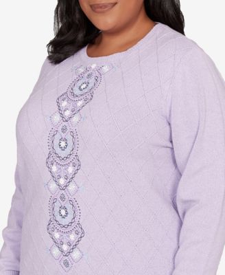 Plus Size Hilton Head Center Embroidery Accent Sweater