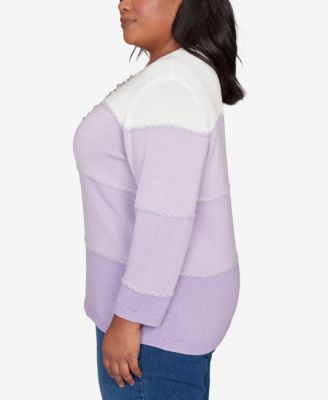 Plus Size Hilton Head Ombre Stripe Sweater with Necklace