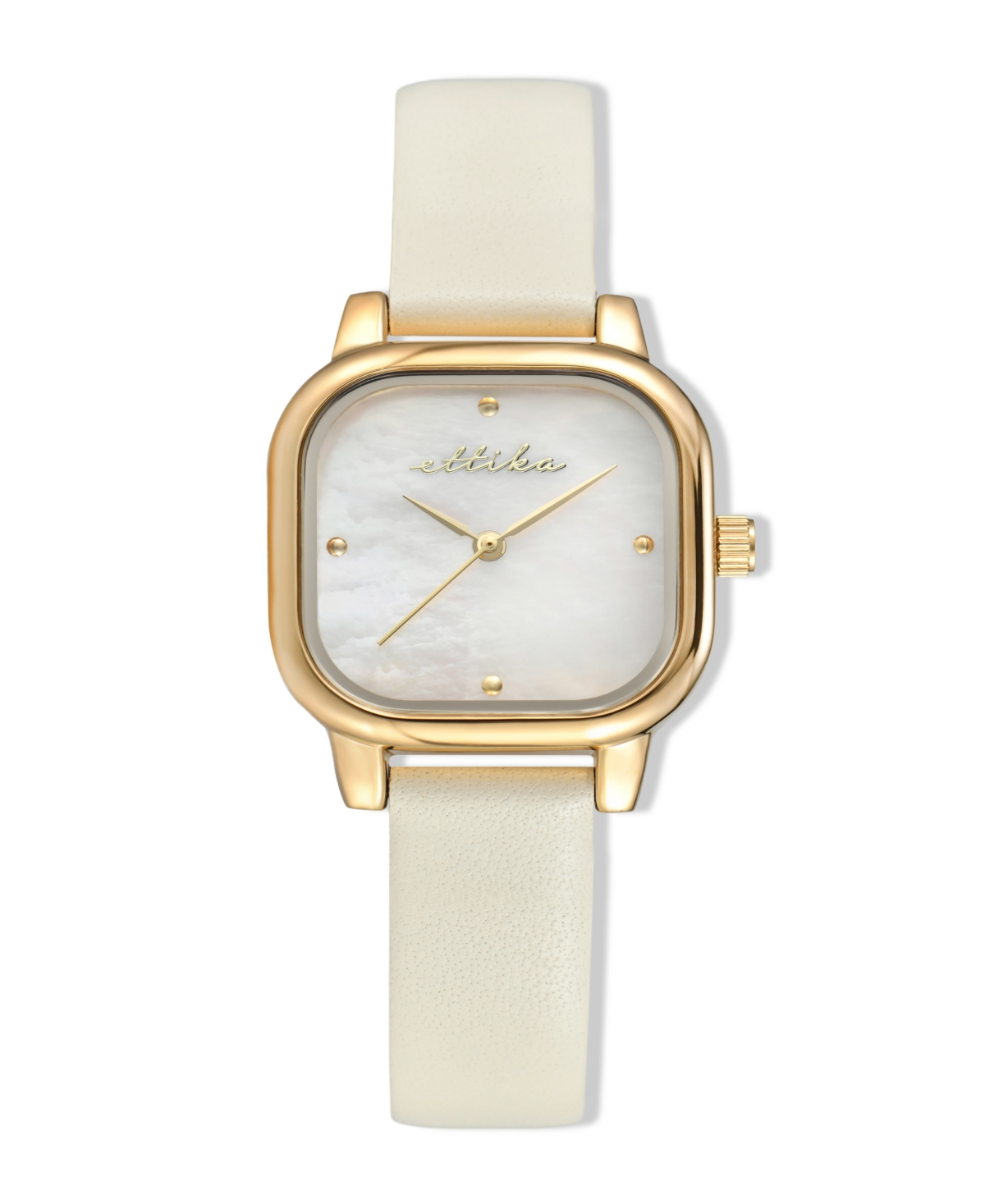 Ettika Classic Square Gold Plated Leather Watch, 85mm In Brown