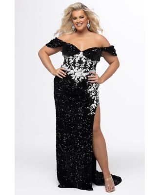 Women's Fitted Sequin & Lace Venom Evening Gown