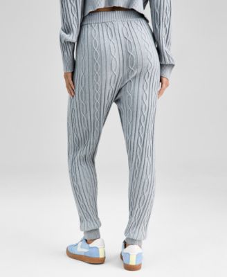 Women's Cable-Knit Jogger Pants, Macy's Exclusive