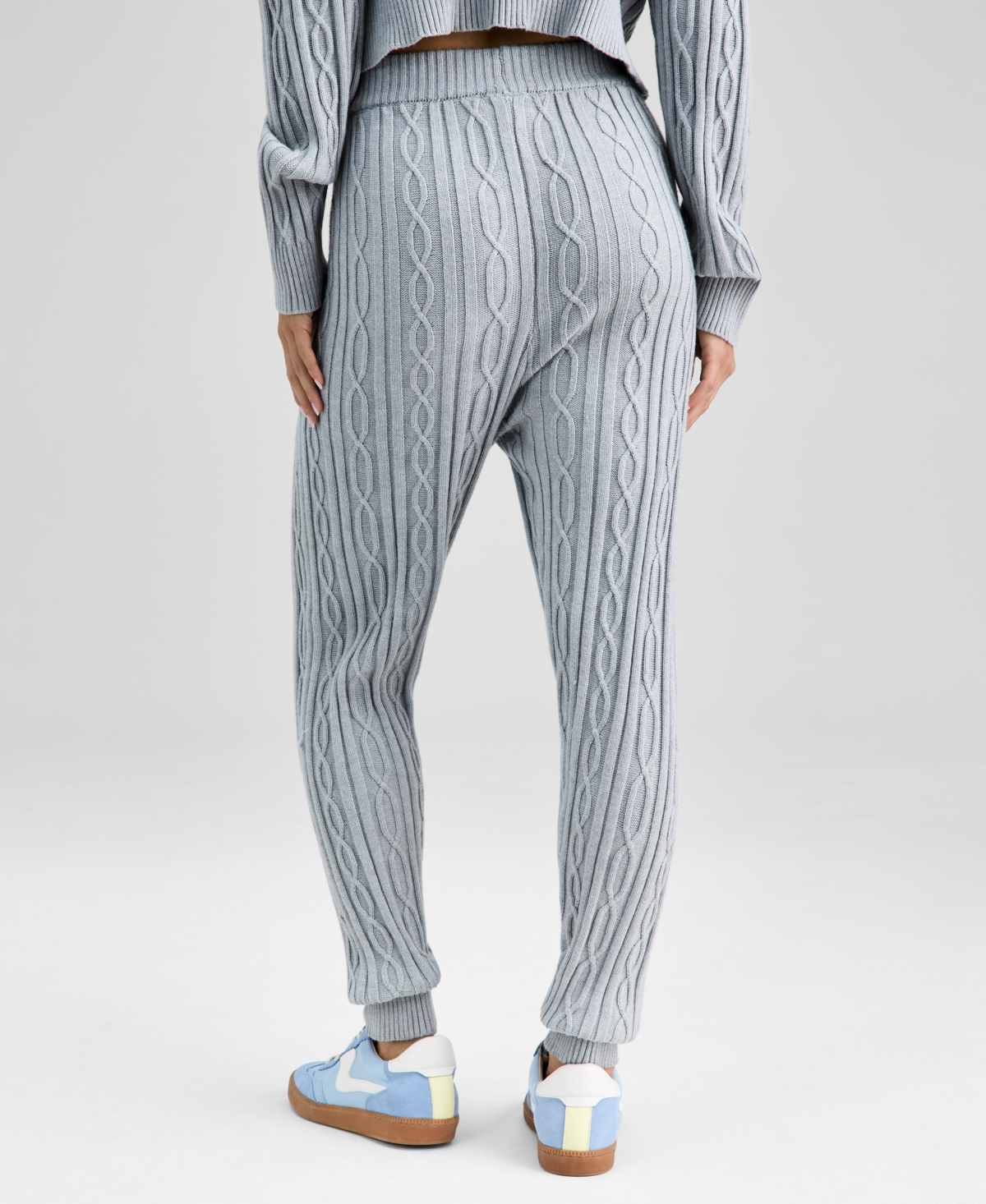 And Now This Women's Cable-knit Jogger Pants, Macy's Exclusive In Gray