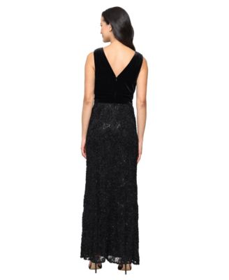 Petite Sleeveless Velvet Top Soutch A-Line Long Dress