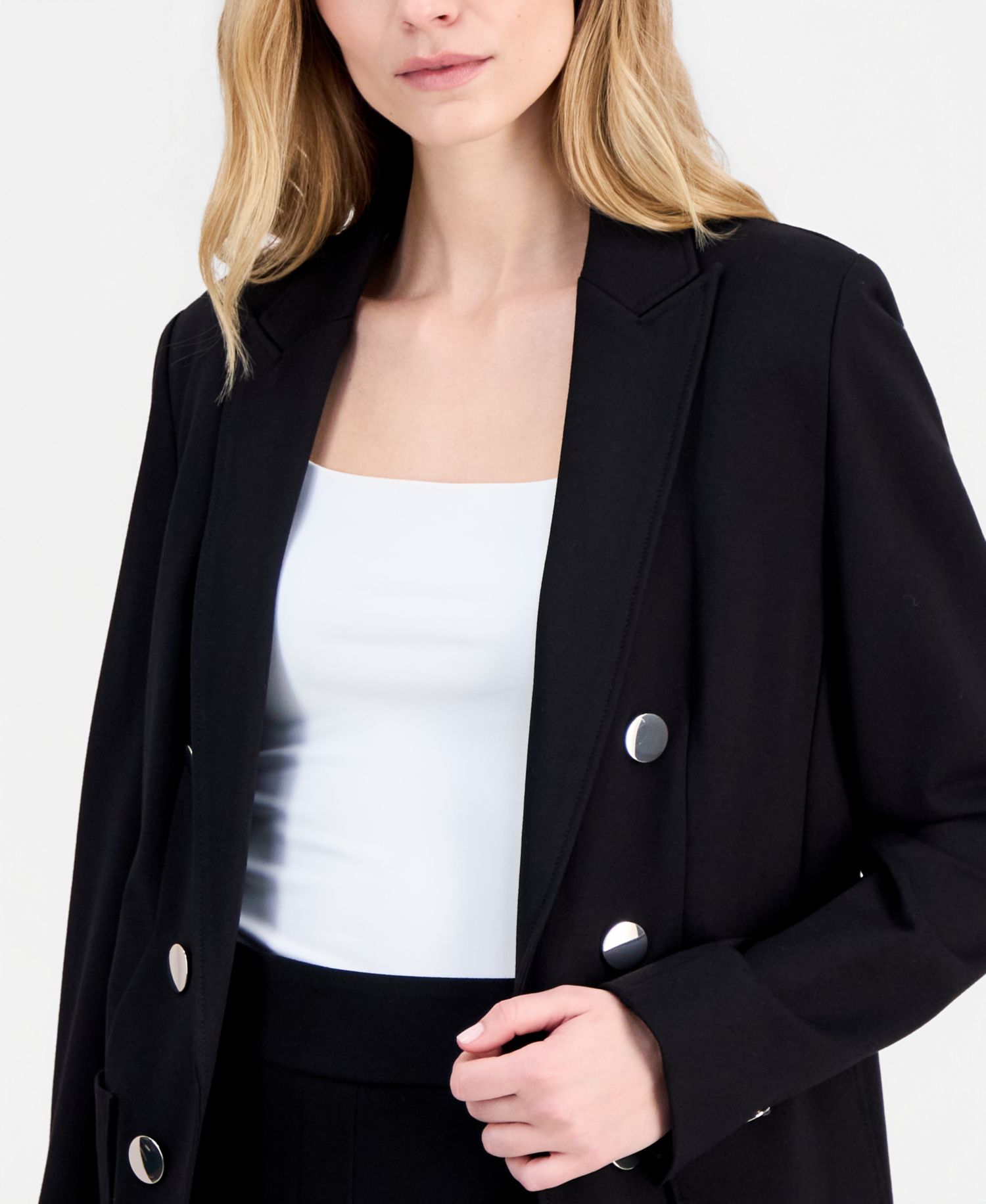 Women's Compression Faux Double-Breasted Blazer