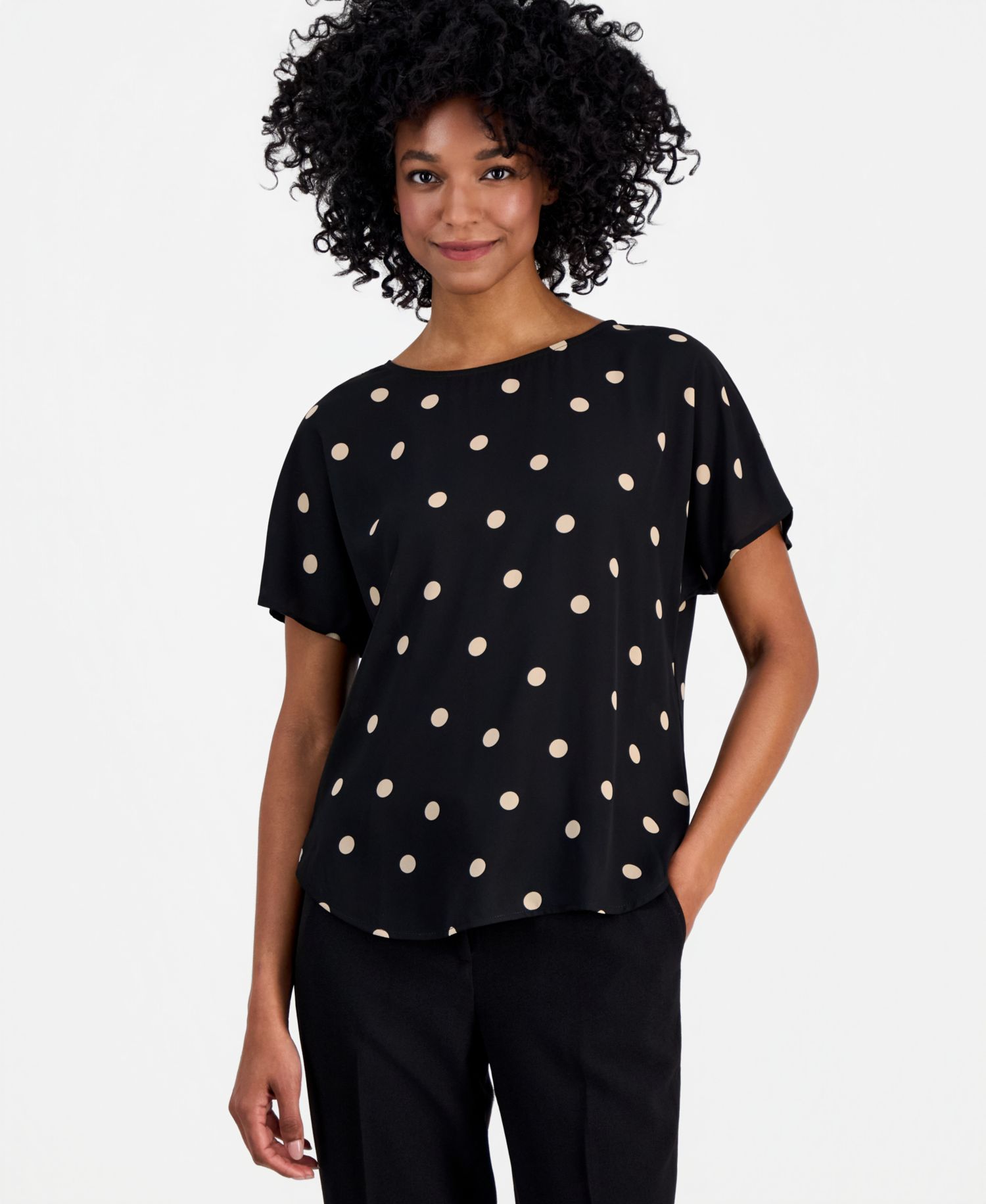 Petite Printed Boat-Neck Top