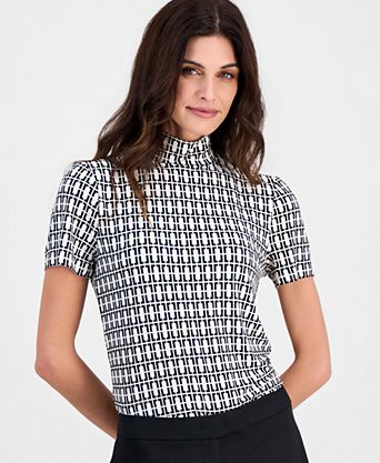 Women's Short-Sleeve Mock-Neck Top