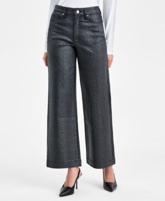 Women's Snakeskin-Print High Rise Wide Leg Jeans, Macy's Exclusive