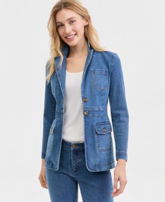 Women's 3 Button Patch Collar Jacket