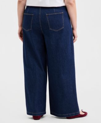Trendy Plus Size High-Rise Wide-Leg Jeans, Macy's Exclusive