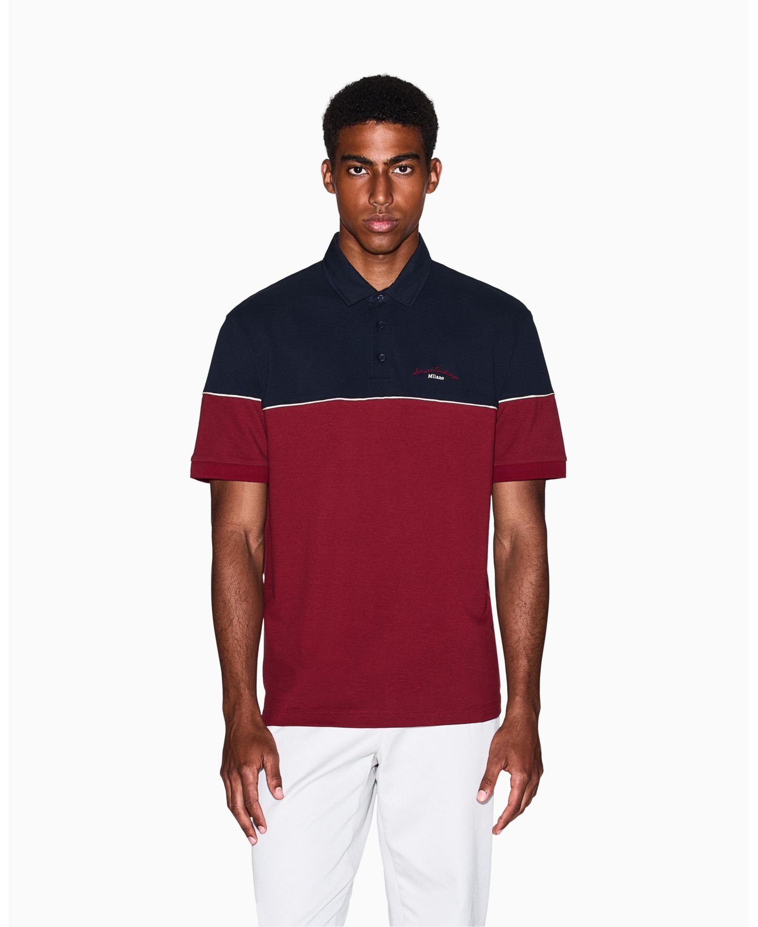 Men's Color Block Pique Polo Shirt