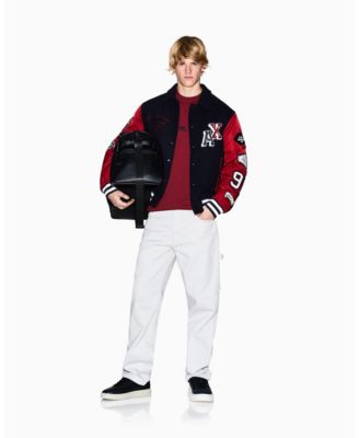 Men's Color Block Multi Badge Bomber Jacket