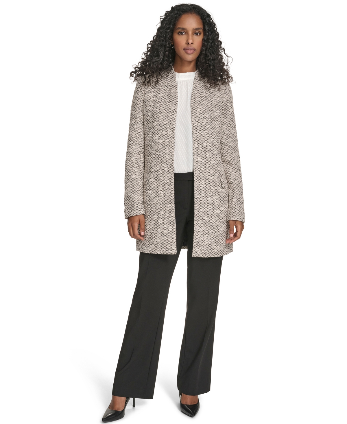 Calvin Klein Women's Novelty Topper Open Front Blazer In Gray