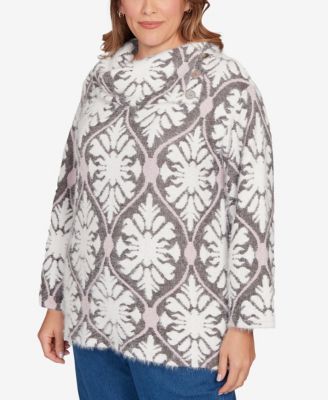 Plus Size Medallion Jacquard Sweater Knit Top