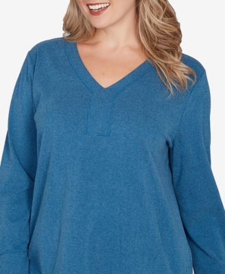 Plus Size Luxe Rib V-Neck Button Accent Knit Top