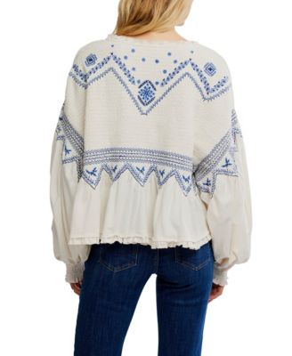 Women's Holly Crewneck Geometric Embroidered Top