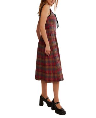 Women's Freya Plaid Scoop Neck Midi Dress