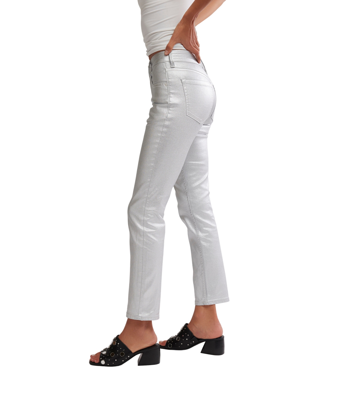 Free People Women's Oracle Metallic Low-Rise Skinny Jeans