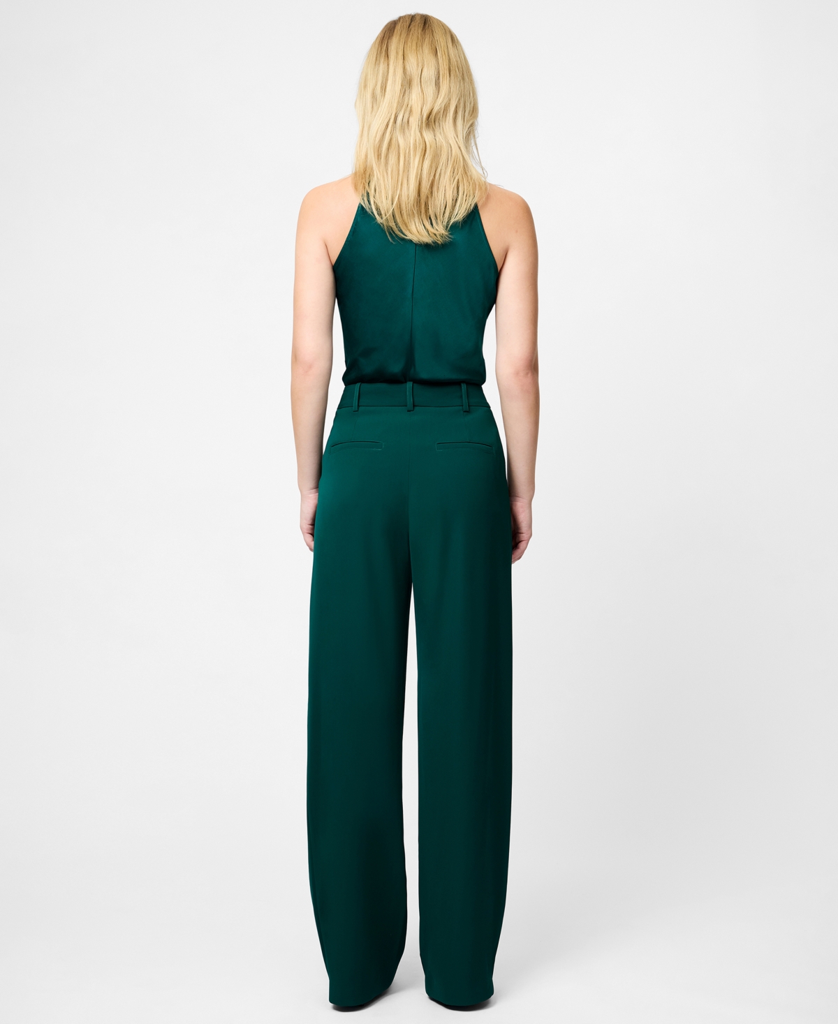 French Connection Harrie Wide Leg Suiting Pants In Green