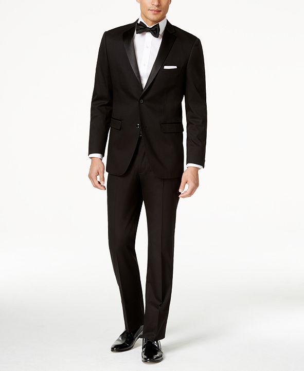 Perry Ellis Portfolio Solid Black Slim-Fit Tuxedo & Reviews - Suits ...
