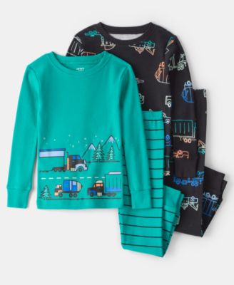Carter's - Boys Toddler 4-Piece Truck Loose Fit Long-Sleeve Top and Pants Pajama Set