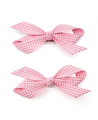 Puttisu Girls 2pc Bow Clip Set - Pink gingham 25$