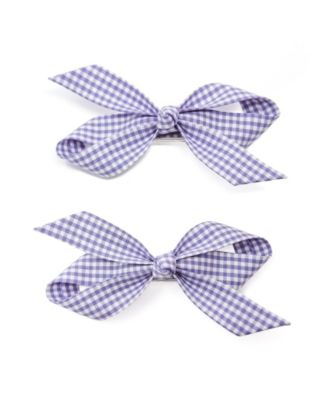 Puttisu Girls 2pc Bow Clip Set - Violet gingham 25$