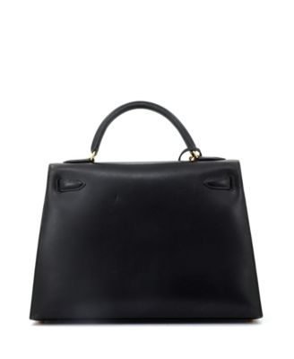 Kelly 32 Handbag Black Box Calf with Gold Hardware