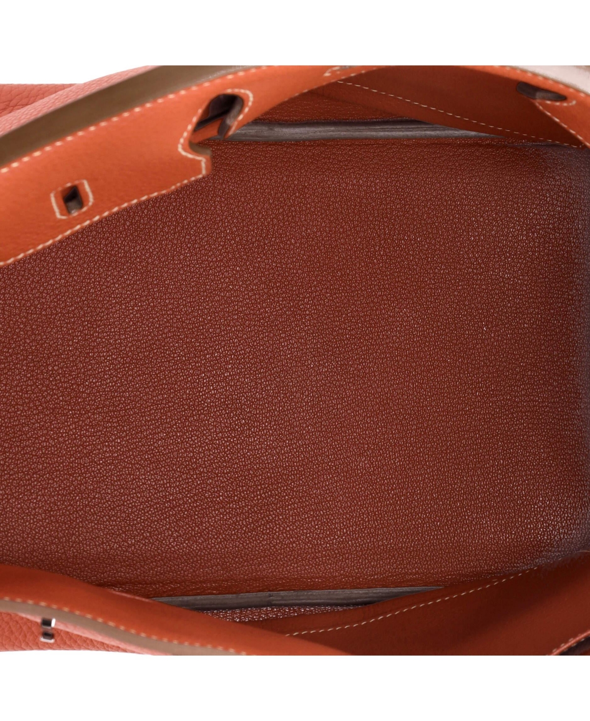 Pre-Owned HERMES Birkin 35 Handbag Orange Clemence with Palladium Hardware