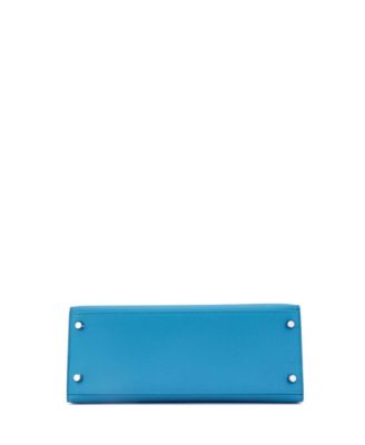 Kelly 28 Handbag Blue Epsom with Palladium Hardware