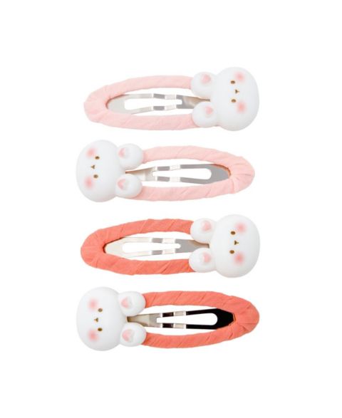 Аксессуары для волос Puttisu 4pc Bunny Hug Snap Clip Set для девочек, цвет: Розовый / Коралловый