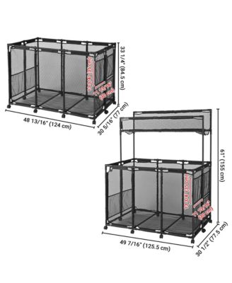 2 Pack Mesh Pool Toy Storage Bin Rolling Cart with Wheels Noodle Holder