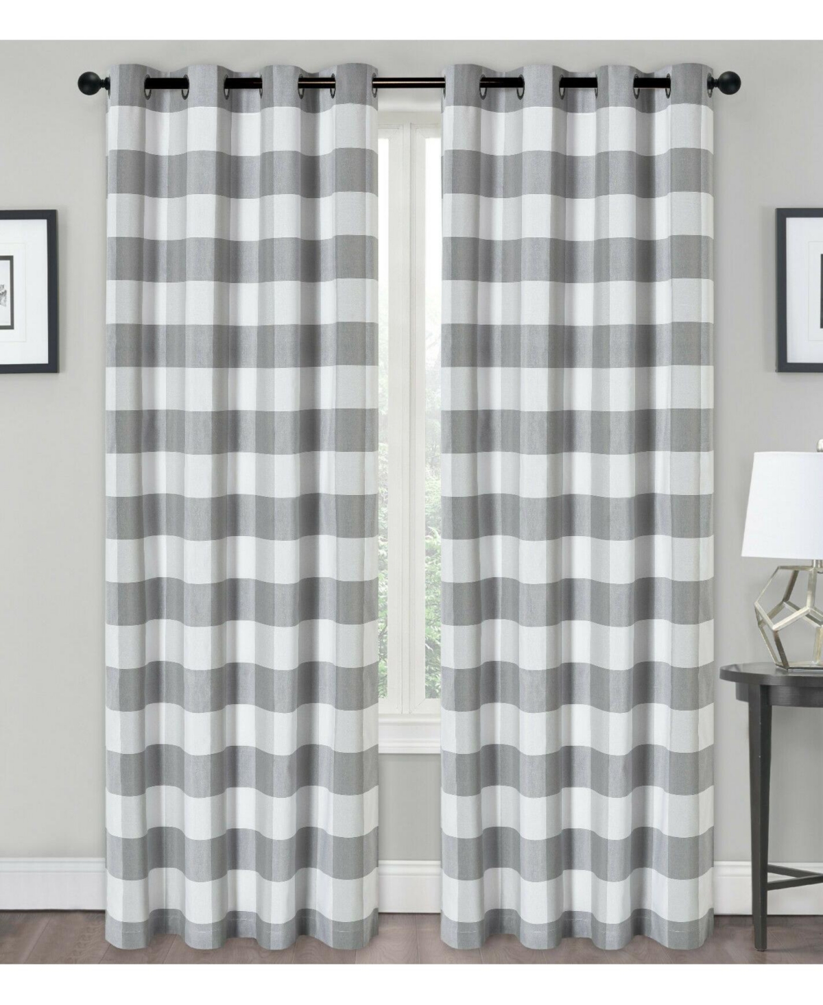 Kate Aurora Country Farmhouse Living Classic Buffalo Plaid Checkered Single Grommet Top Window Curtain Panel - 54 in. W x 84 L, Burgundy