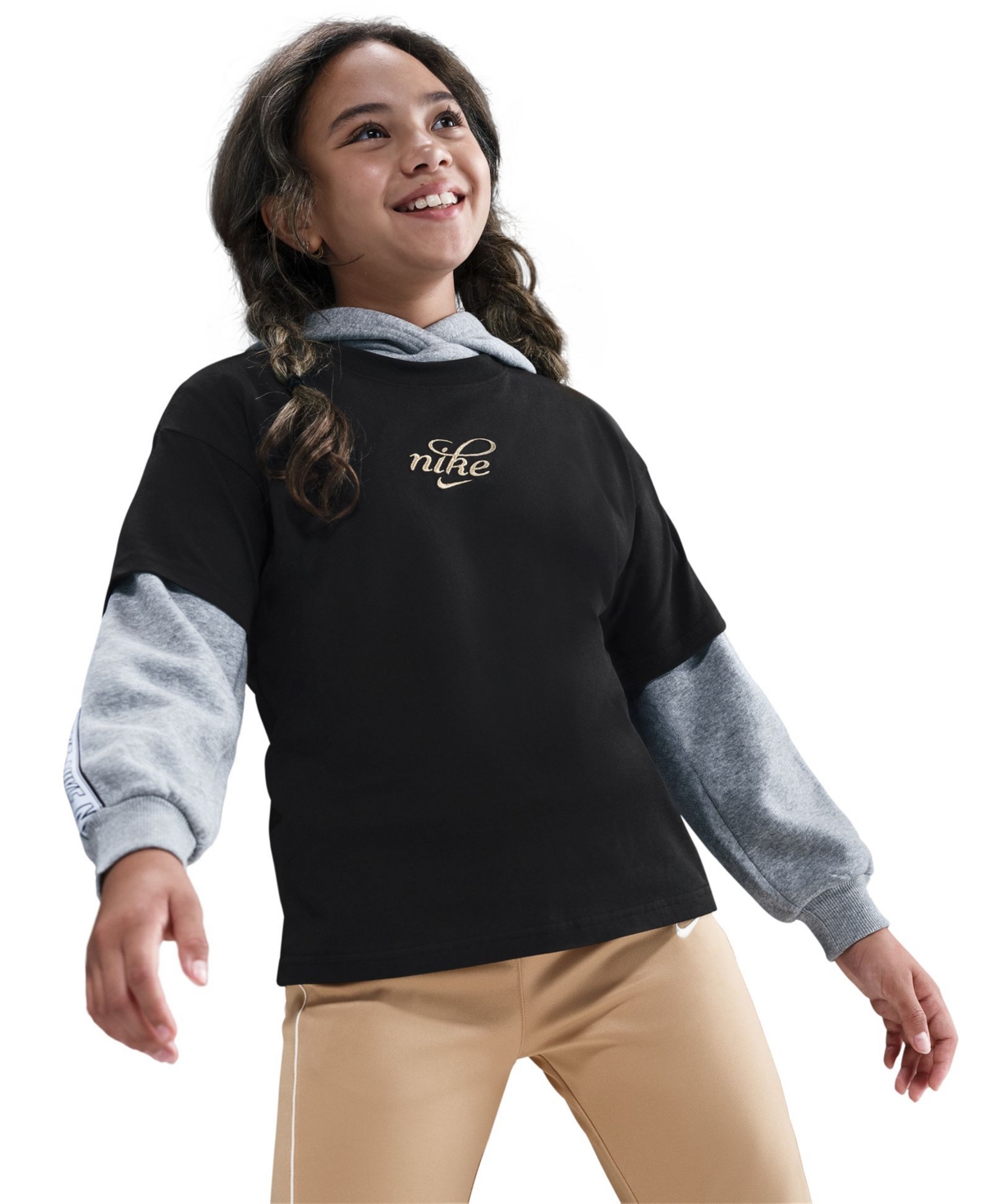 Nike Girls 7-16 Sportswear Loose Fit Short-sleeve T-shirt In Black