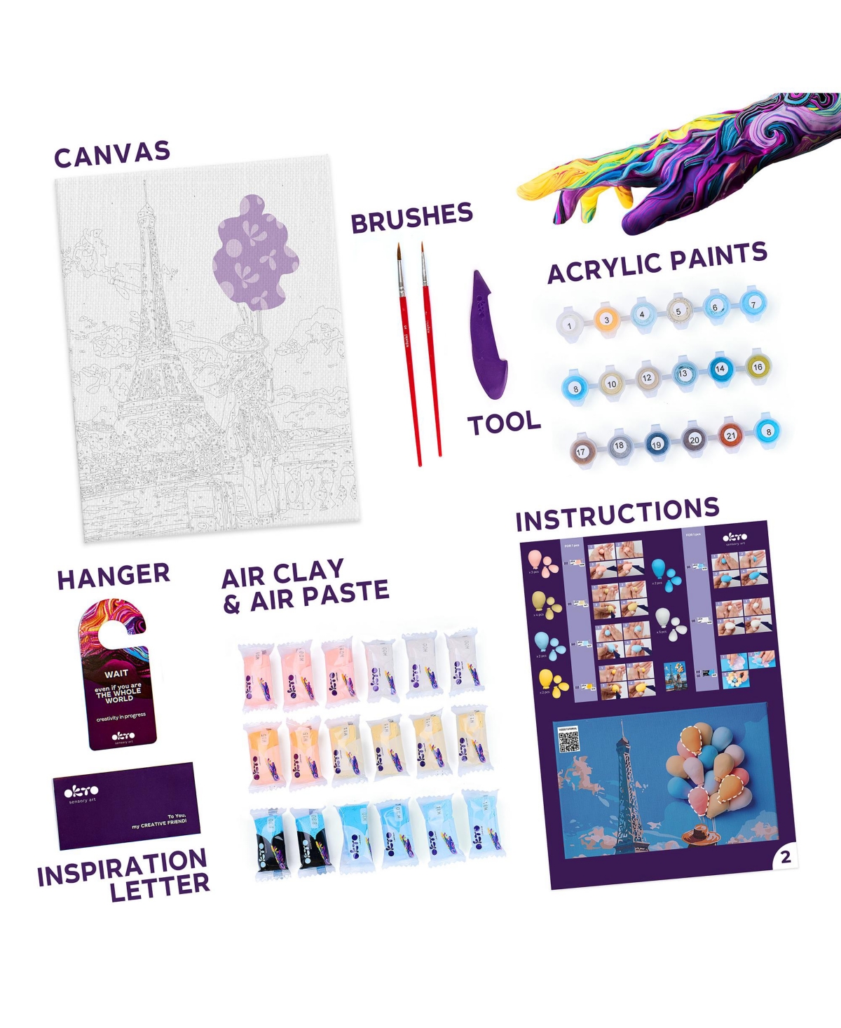 Wise Elk Okto Air-Dry Clay 3D Painting Kit – Greetings From Paris (11.8 x 15.7 in)