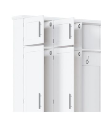 Farmhouse Hall Tree Bench, Hidden Hooks, Shoe Cabinet