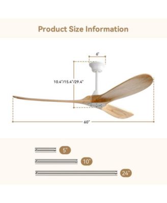 60-inch Modern White 3-Blade Ceiling Fans with Intelligent Remote Control and Timing Function