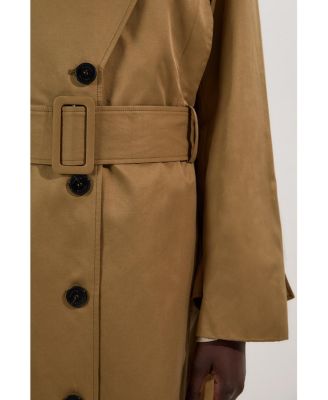 Women's Strong Shoulder Belted Maxi Trench Coat