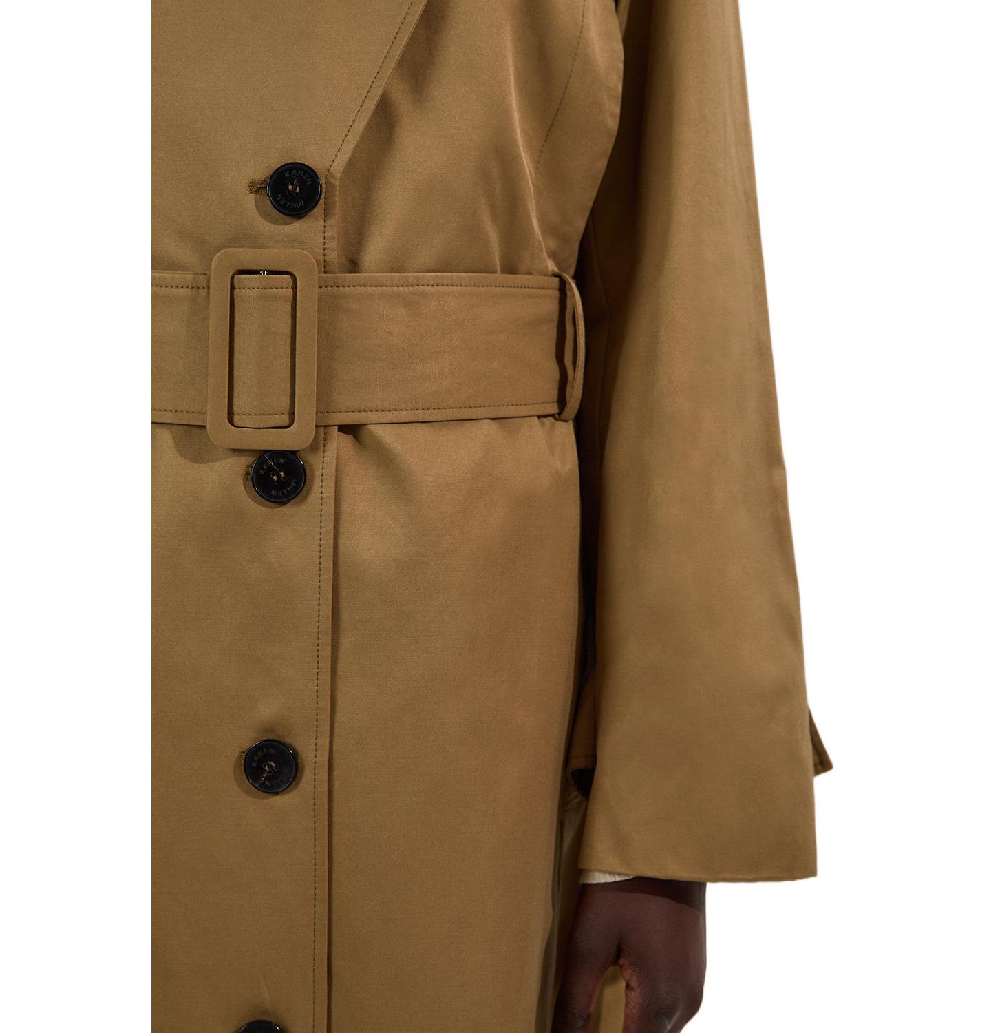 Женское пальто Karen Millen Strong Shoulder Belted Maxi Trench, цвет: Оливковый — фото 3