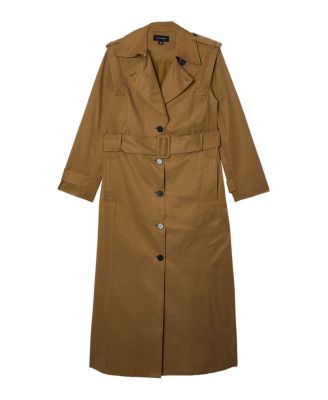 Women's Strong Shoulder Belted Maxi Trench Coat