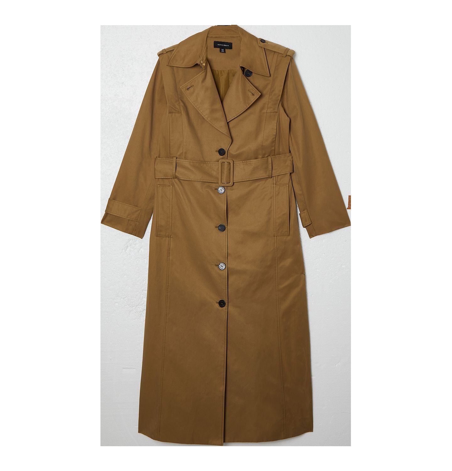 Женское пальто Karen Millen Strong Shoulder Belted Maxi Trench, цвет: Оливковый — фото 8