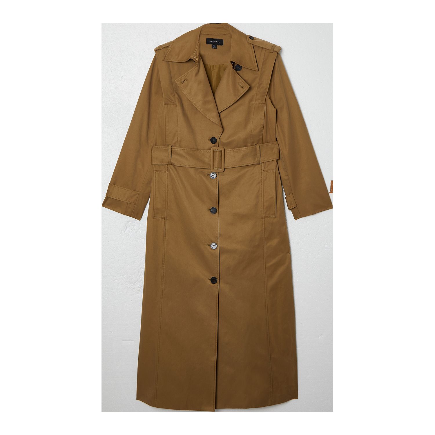Women's Strong Shoulder Belted Maxi Trench Coat